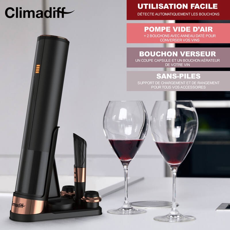 4-in-1 rechargeable electronic corkscrew TBEVOLUTION - Climadiff